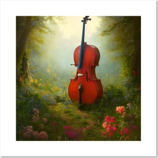 Cello in Woodland Posters and Art